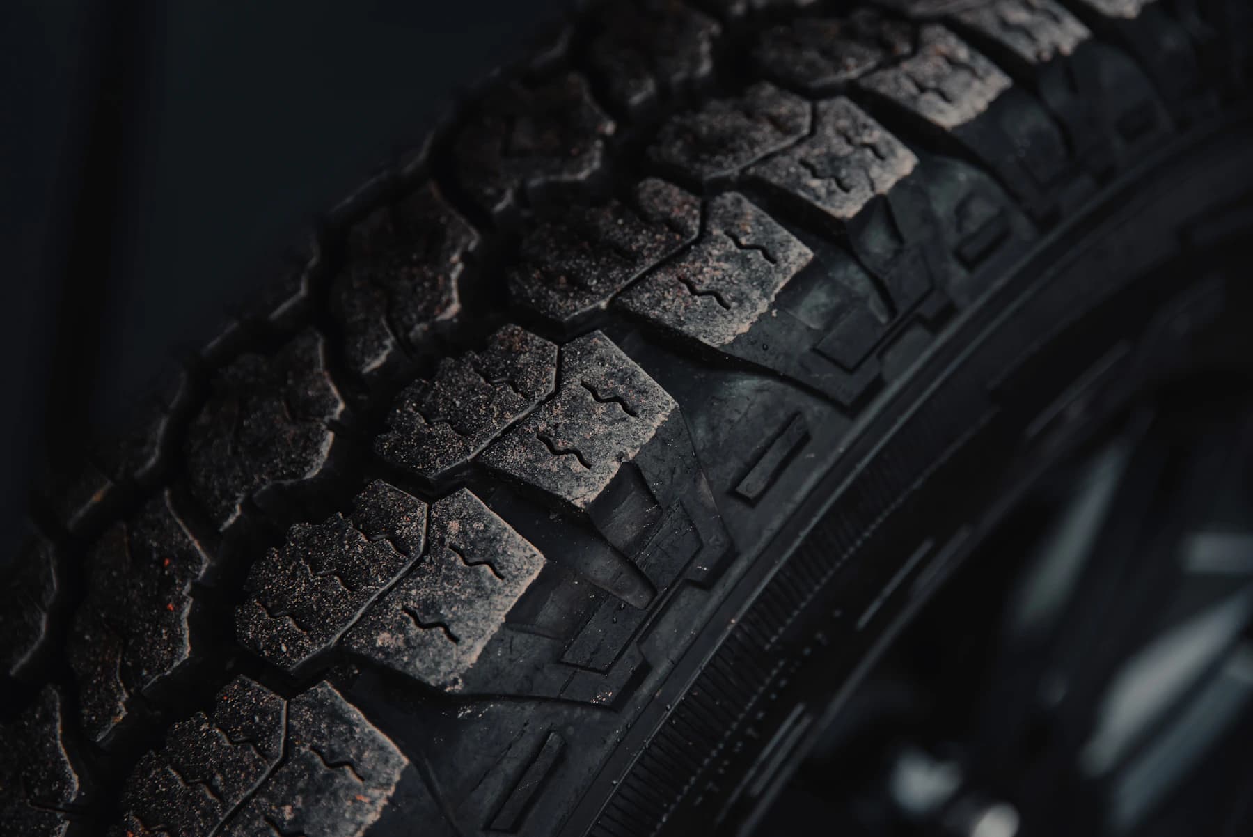 Close-up of an automotive tyre